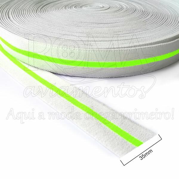 elastico listrado branco verde B